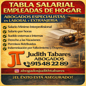 TABLA SALARIAL EMPLEADAS DE HOGAR 2025. DERECHOS Y OBLIGACIONES DEL SERVICIO DOMÉSTICO. EXTERNAS E INTERNAS.