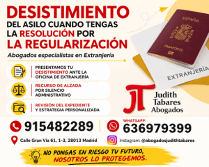 Obligación de Desistir del Asilo con la concesión de la Resolución por la Regularización. Escrito de desistimiento.